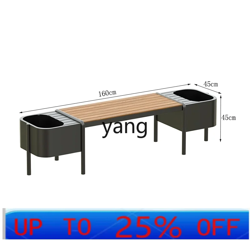 

LMM cafe plastic wood roof fence balcony square seat outdoor flower pot combination