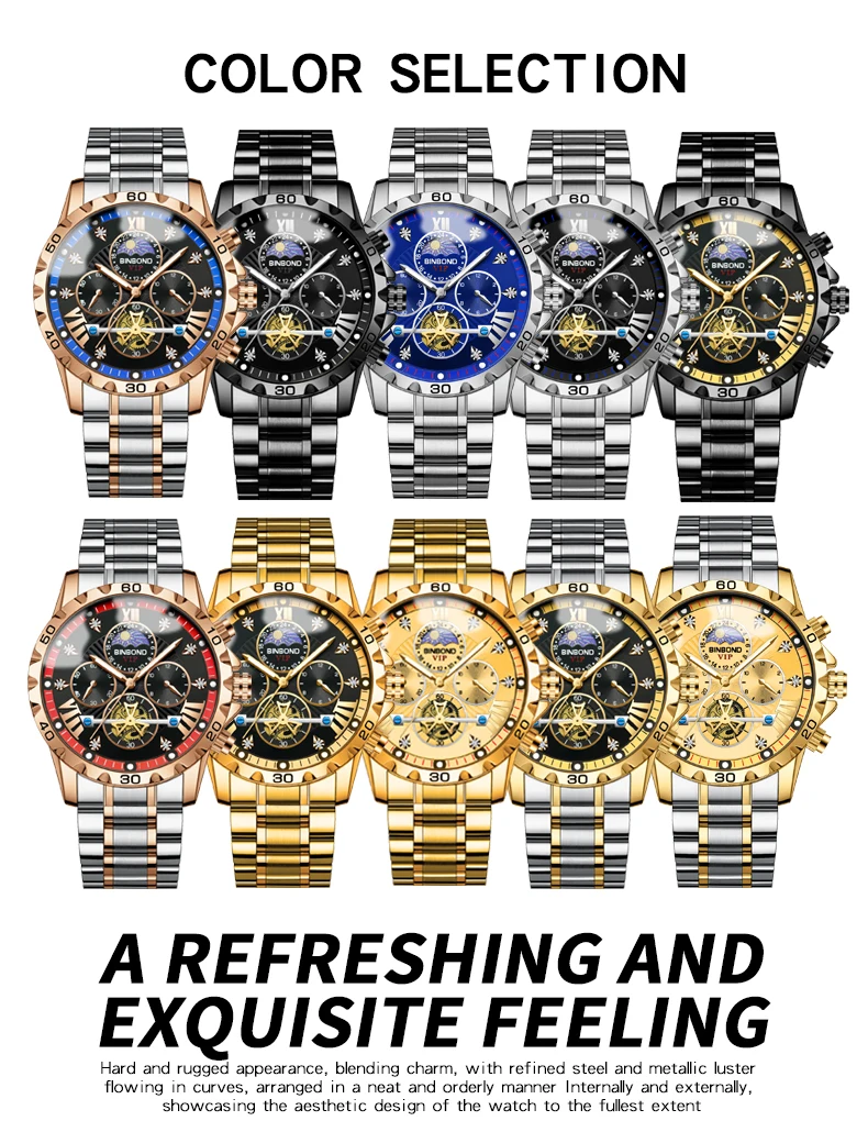 reloj hombre BINBIND mens watches top brand luxury military sport quartz watch steel waterproof analog clock relogios masculino