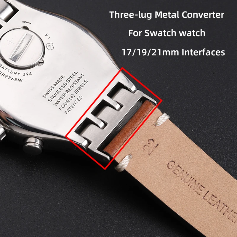 Image of Für Swatch Uhrenzubehör End Links Uhr Triple Port Adapter Strap17mm 19mm 21mm Strap Connector Adapter Konverter mit Werkzeug