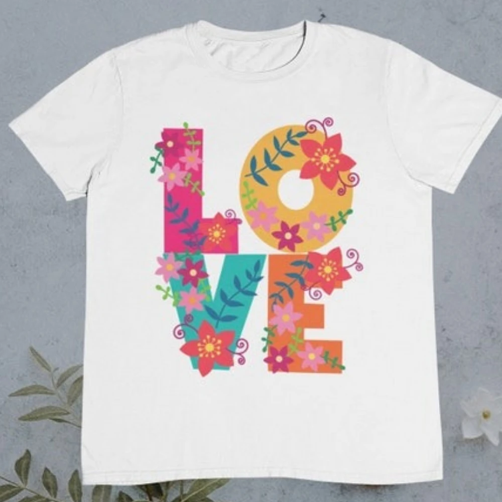 

Футболка с цветочным принтом Love, винтажные хлопковые футболки в стиле хиппи, толстовка для повседневной носки, высококачественные хлопковые топы, удобная индивидуальность