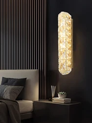 Gold/Black Stainless Steel Crystal Wall Sconce for Living Room, Bedroom Room Decoration, LED Light Source