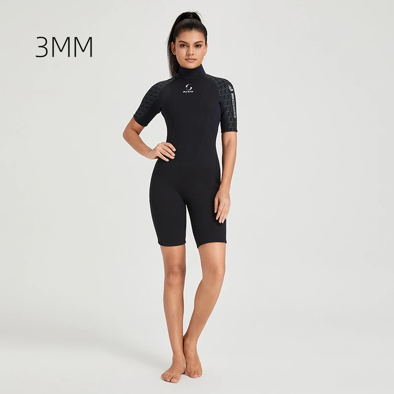 

3MM Women One Piece Keep Warm Scuba Snorkeling Swim WetSuit Neoprene Short Sleeve Surfing Spearfishing Kayaking Diving Suit