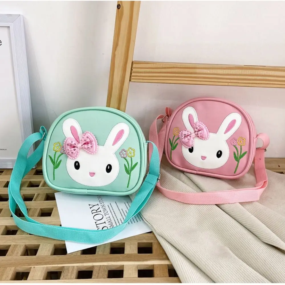 Mini bolsos de hombro de PU para niñas pequeñas, carteras de monedas con lazo lindo