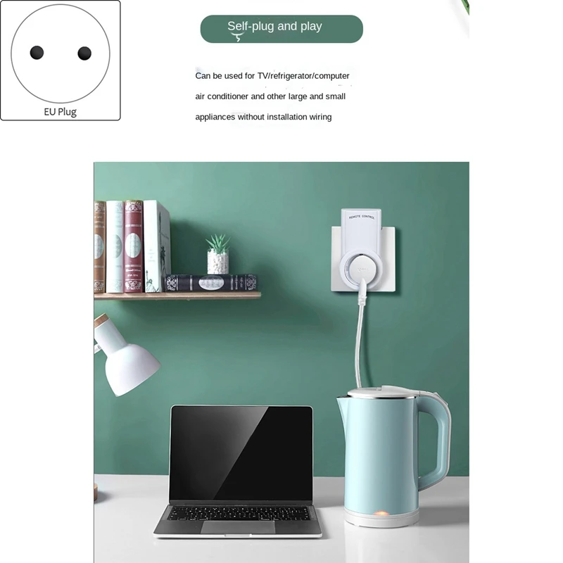 2 Pcs Wireless Remote Control Smart Electrical Outlet Switch Set For Lights Fans Small Appliance Long Range