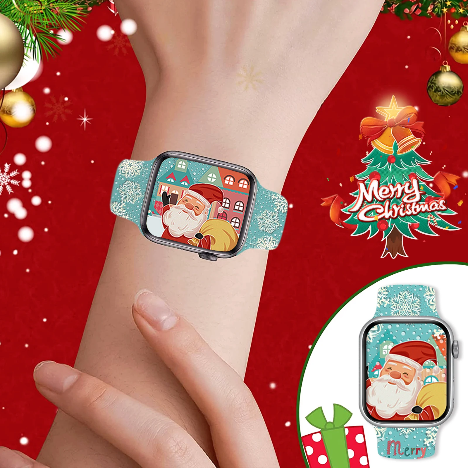 Kerst 1 bedrukte band voor Apple Watch 46 mm 45 mm 42 mm 40 mm 38 mm 49 mm horlogeband vervangbare armband voor iWatch 11 10 9 8 band