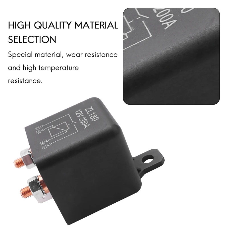 12V 200A Relay Car Truck Engine Automobile Boat Car Starter Heavy Duty Split Charging ZL180 With 2 Pin Footprint + 2 Terminal -