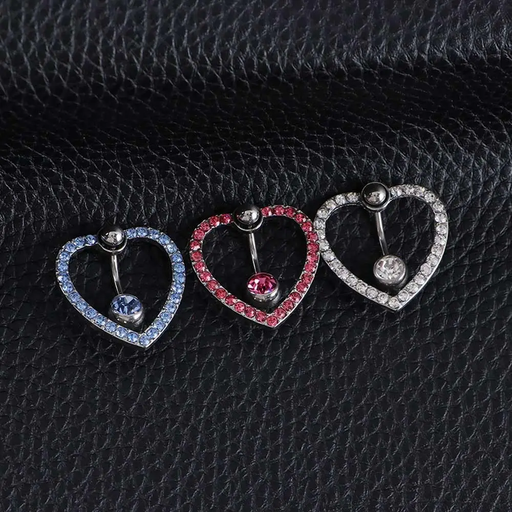 Piercing Jewelry Hollow Rhinestones Party Bar Gifts Heart-shaped Love Navel Ring Body Jewelry Belly Piercing Belly Button Ring