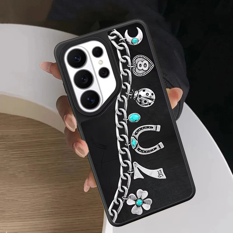 Creative Fashion Chain Mirror Surface Magnetic Phone Cover for Samsung Galaxy S23 S24 S25 S26 Ultra S26+ Plus Case
