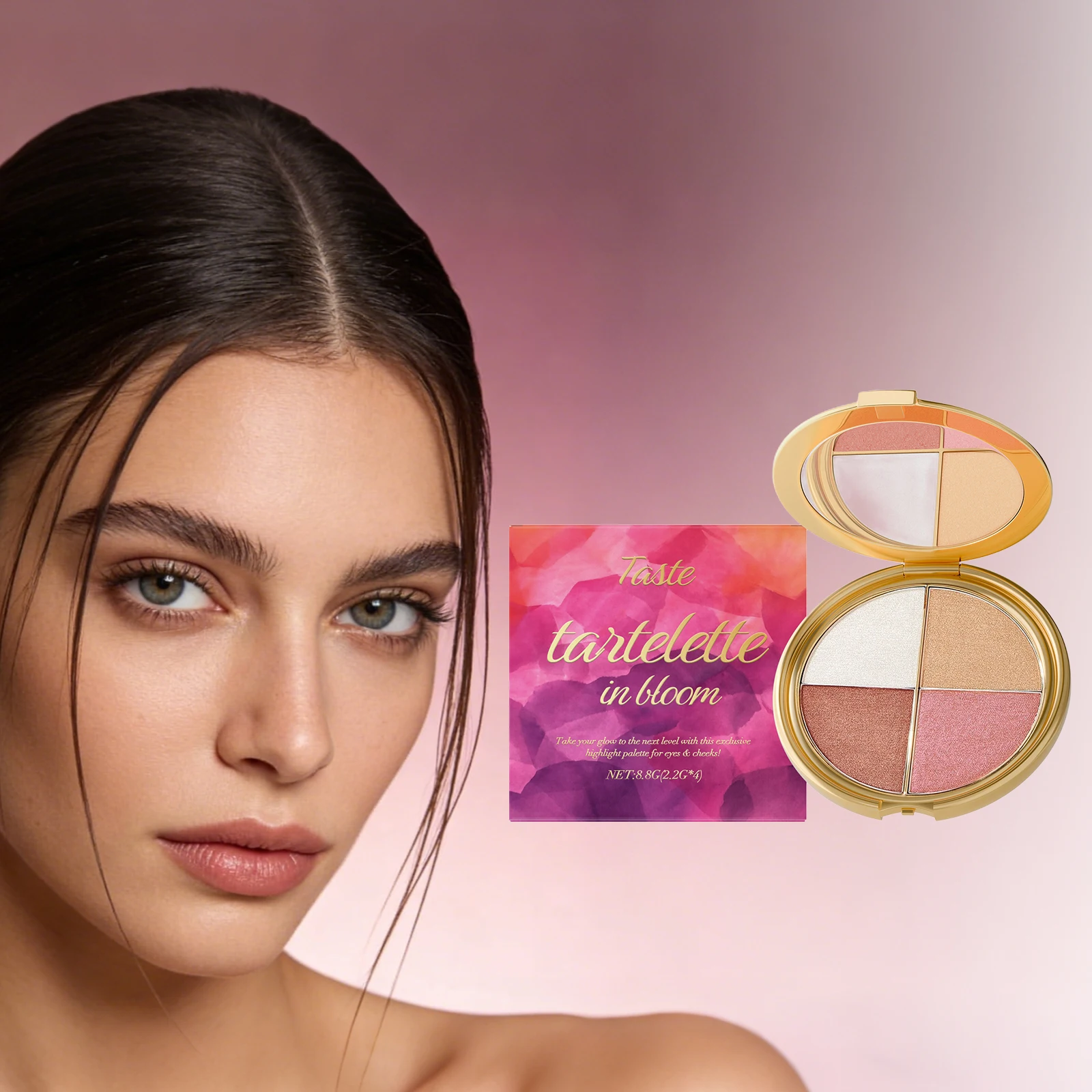 

Highlight Powder Blusher Eye Shadow Plate Brighten Eye Area Smoothe Facial Skin Perfect Elegant Natural Look Portable Eye Makeup