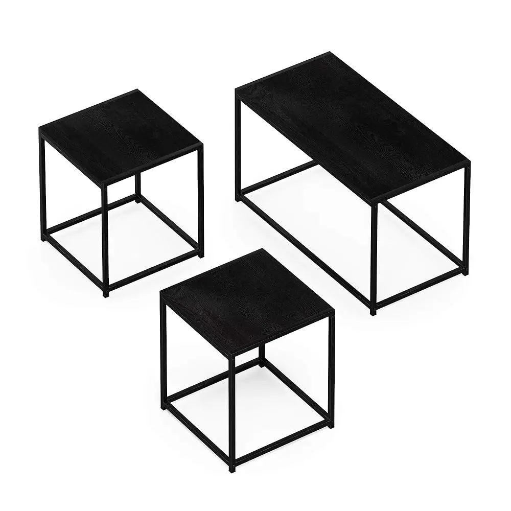 

Camus Modern Living Room Coffee Table With 2 End Tables Set, Americano