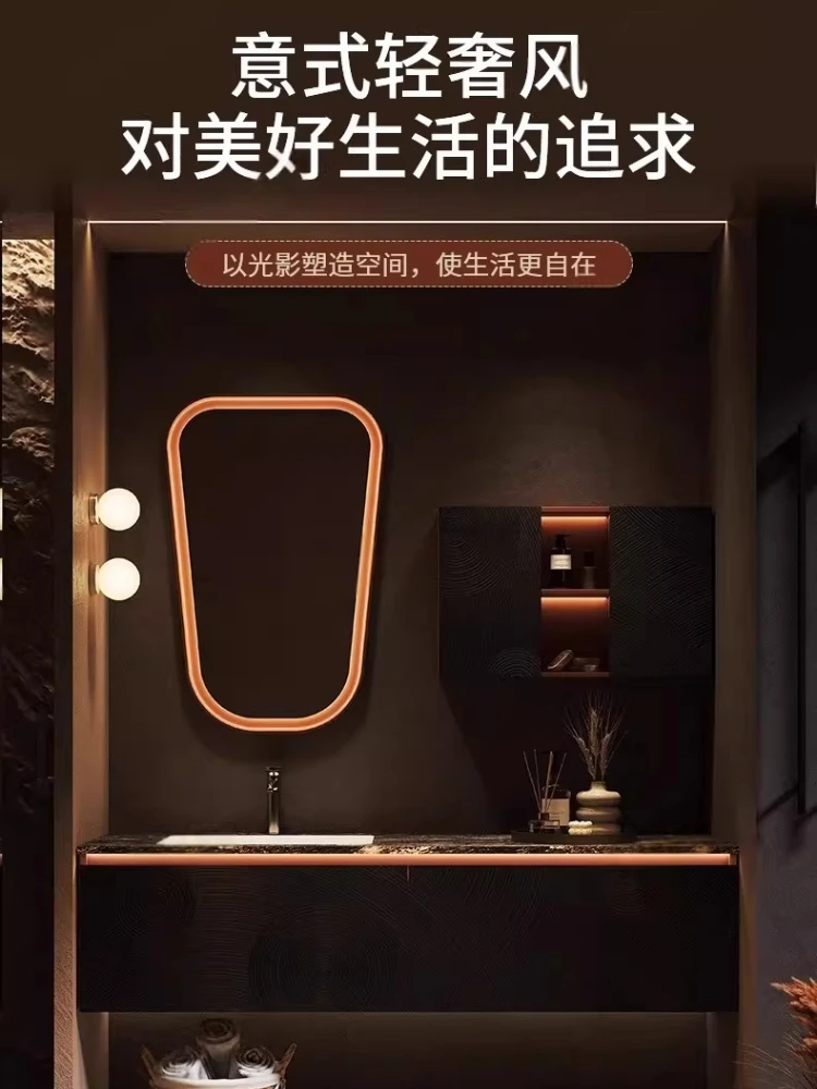 

Modern simple bathroom cabinet combination luxury stone ceramic integrated basin toilet washbasin