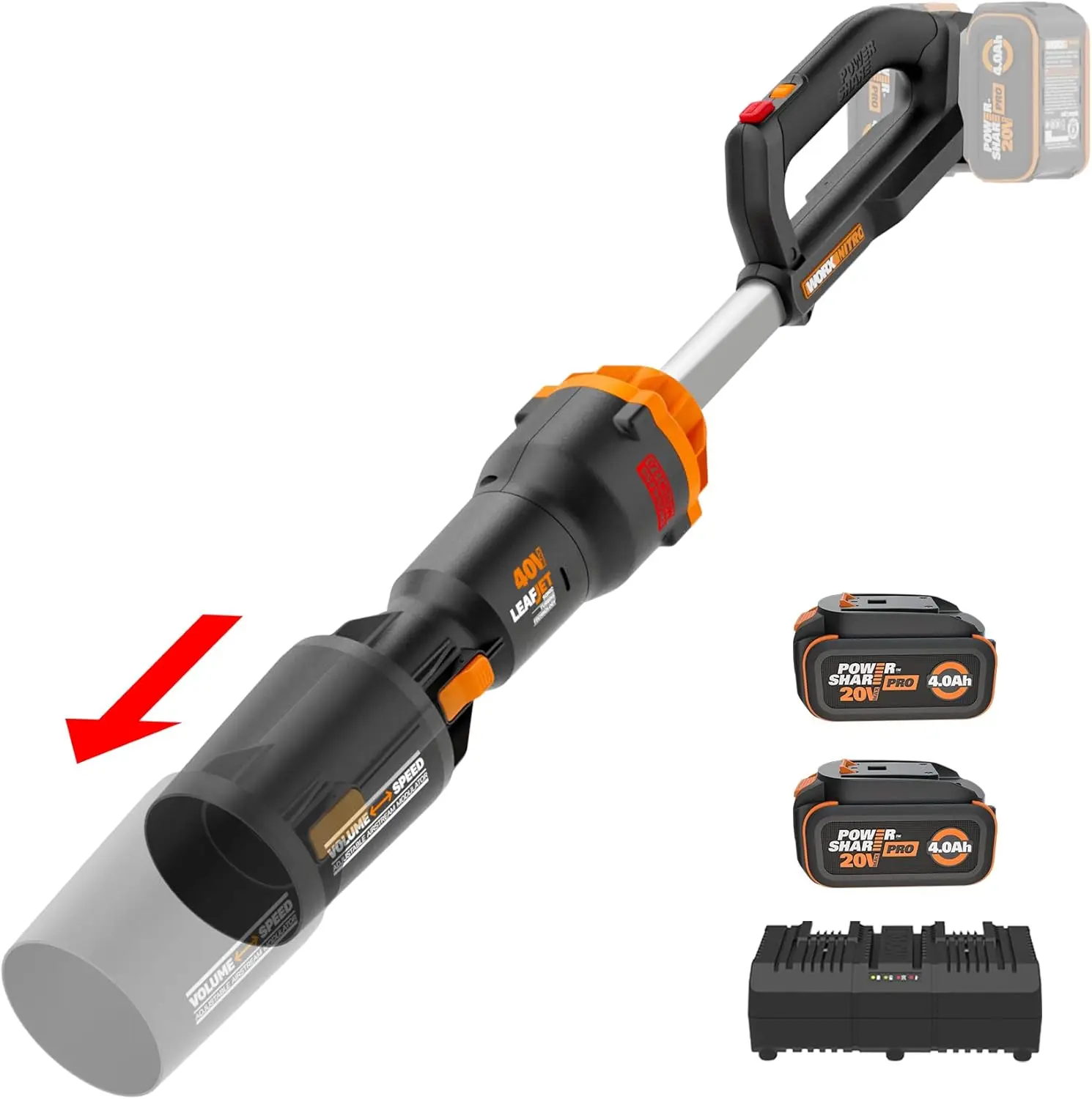 

40V WG585 Leaf Blower Cordless with Battery & Charger, PowerShare, Blowers for Lawn Care Up to 165 MPH 620 CFM, Lightweight with