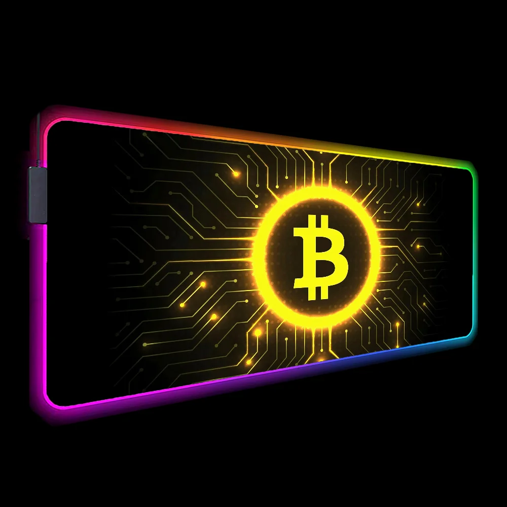 Mousepad RGB Mause Pad Gamer LED Laptop Accessories Bitcoin Anime Mouse Pad Xxl Backlit Fun Gaming Desk Accessories Deskmat Mats