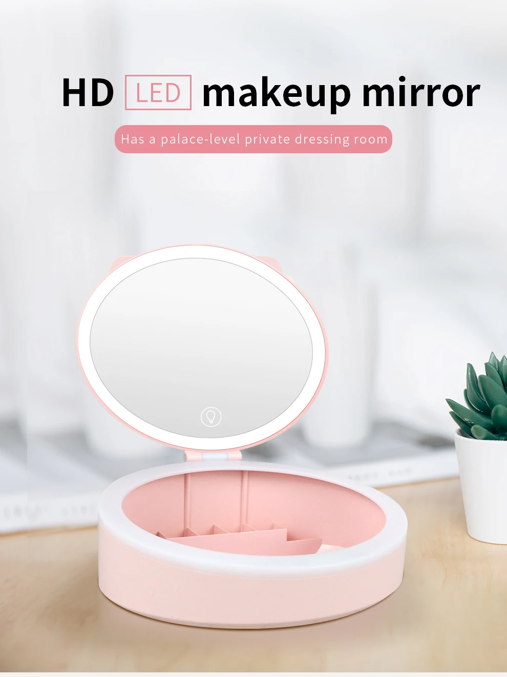 

Makeup Bag with Led Mirror 3 Color Lighting Modes Compact Vanity Beauty Mirror USB Rechargeable Touch Screen Travel Makeup Cases