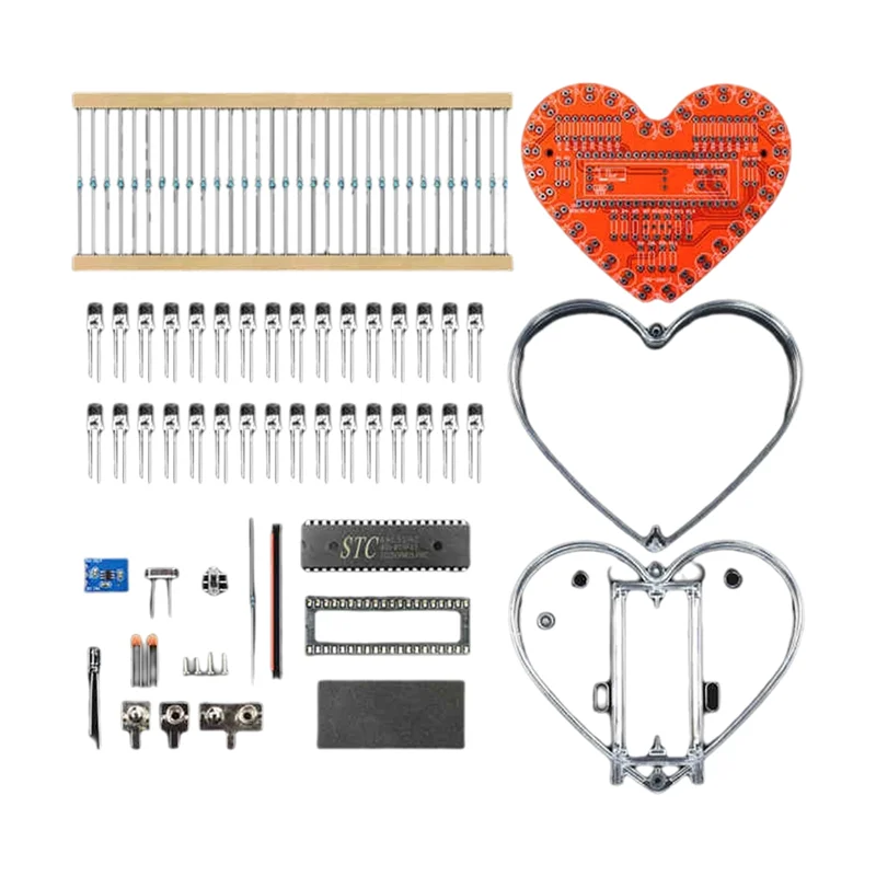 

A64Z Soldering Practice Kit, Heart Shaped LED Light Soldering Project RGB LED DIY Electronic Kit For Beginners Student STEM