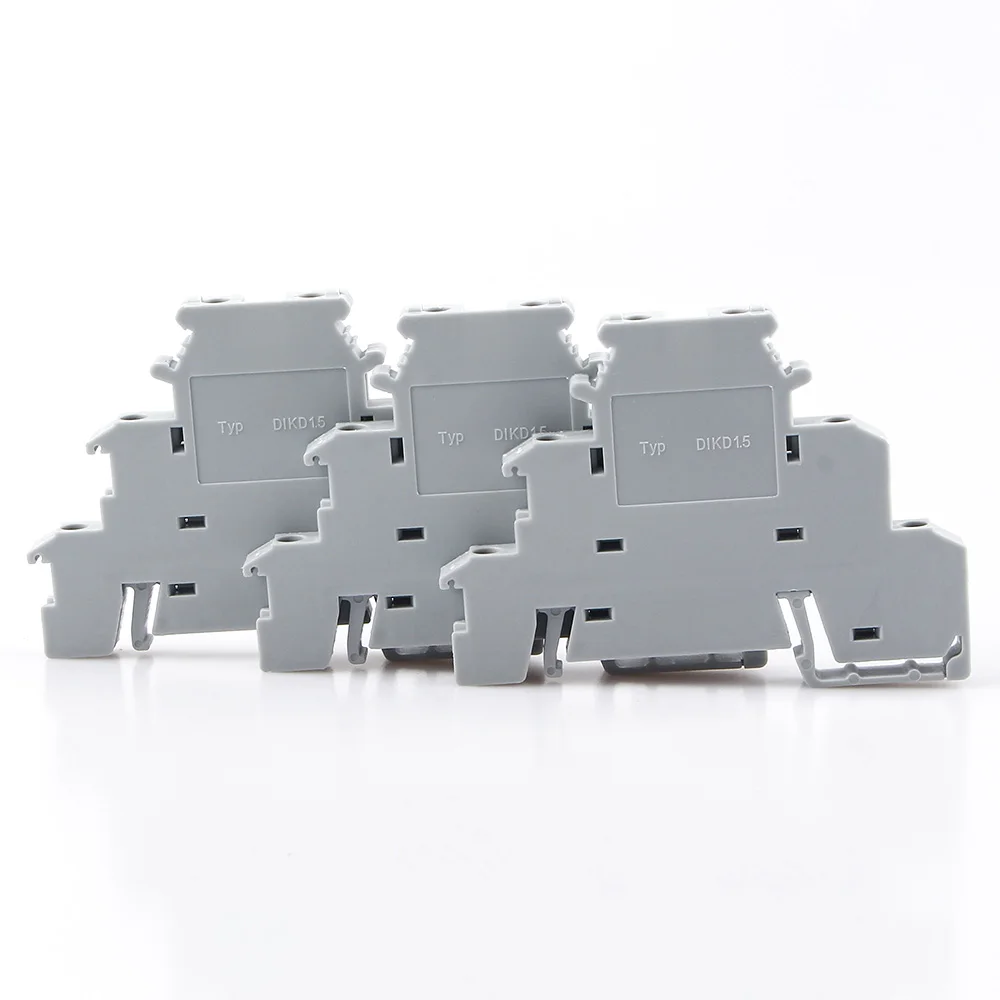 Din Rail Terminal Block 10Pcs DIKD-1.5 Three Layer 3 Level Sensor Actuator Triple Wire Connector DIKD1.5 Wire Conductor