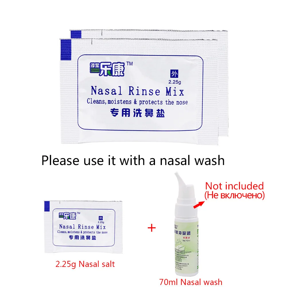 60/50 Bags Nasal Wash Salt Allergic Rhinitis Children Cleaning Nose Protector Nasal Irrigation Salt 2.25g For 70ML Nose Cleaner