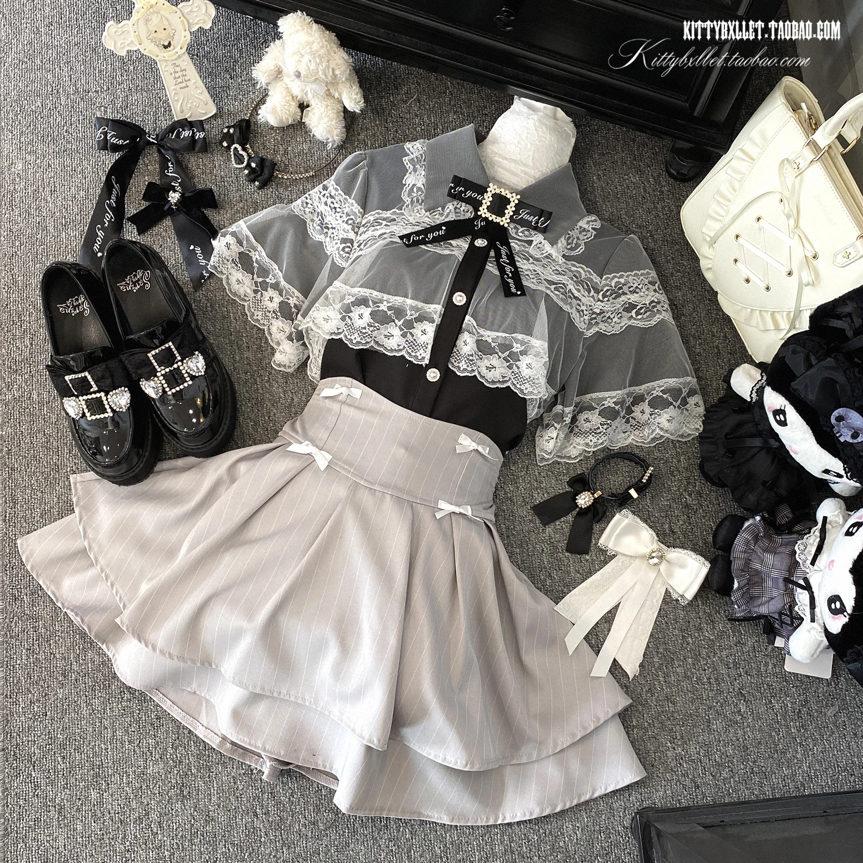 Japanese Mines Style Sweet Cute Double-layer Mini Skirt Bow High Waist A-line Striped Versatile Lolita Short Skirt Women Summer
