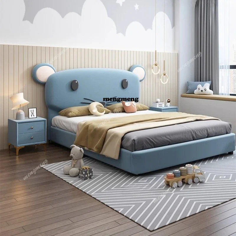 F182 Mid-Century-Cartoon-Kinderbett Minimalistisches süßes Design bequemes modernes Bett Camas Modernrnas Inteligentes Schlafzimmermöbel
