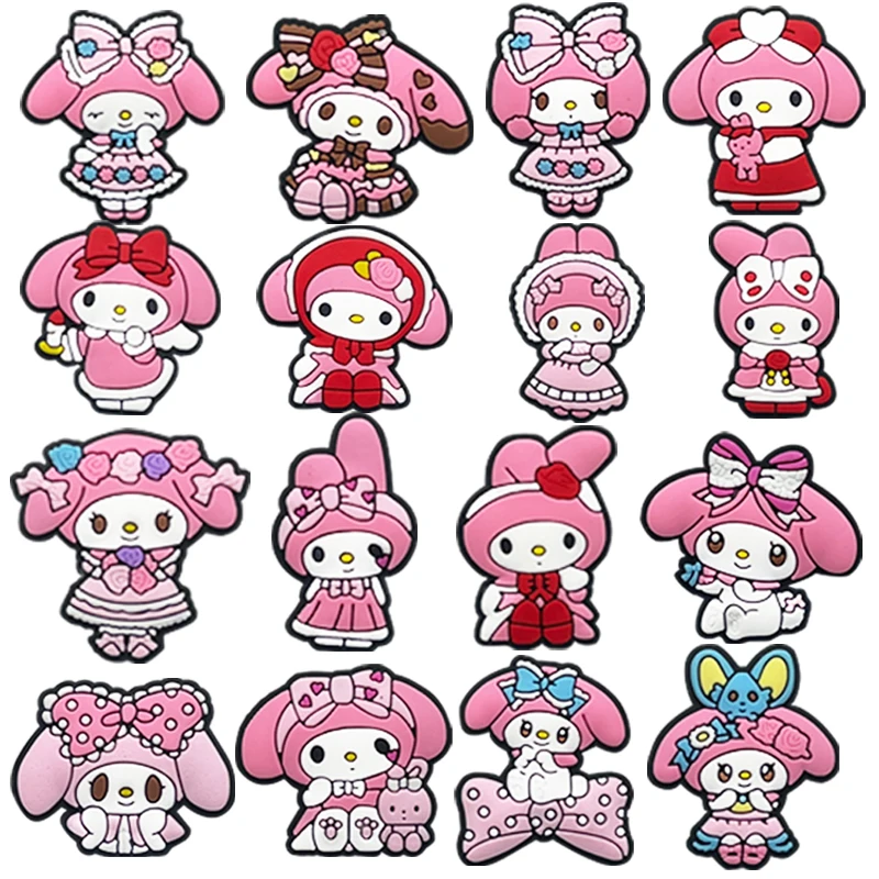 MINISO-Sanrio Hello Kitty Kuromi Cinnamoroll مجموعة ، سحر الأحذية للقباقيب ، ديكور حذاء صندل ، إكسسوارات للفتيات ، هدايا الأصدقاء