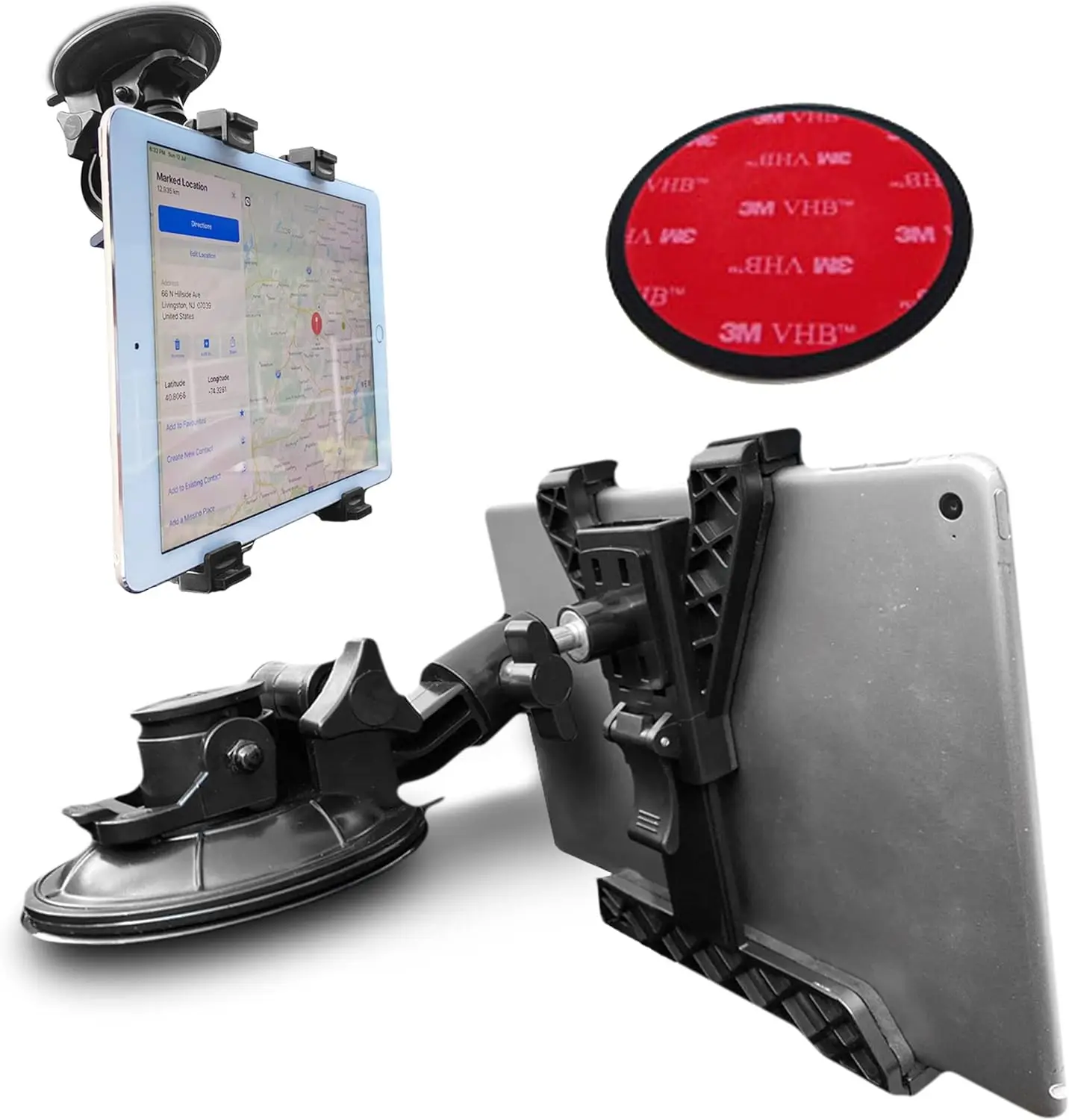 2-in-1 Car Tablet Holder Dashboard Windshield Cradle Strong Suction Cup Tablet Car Mount for iPad 6