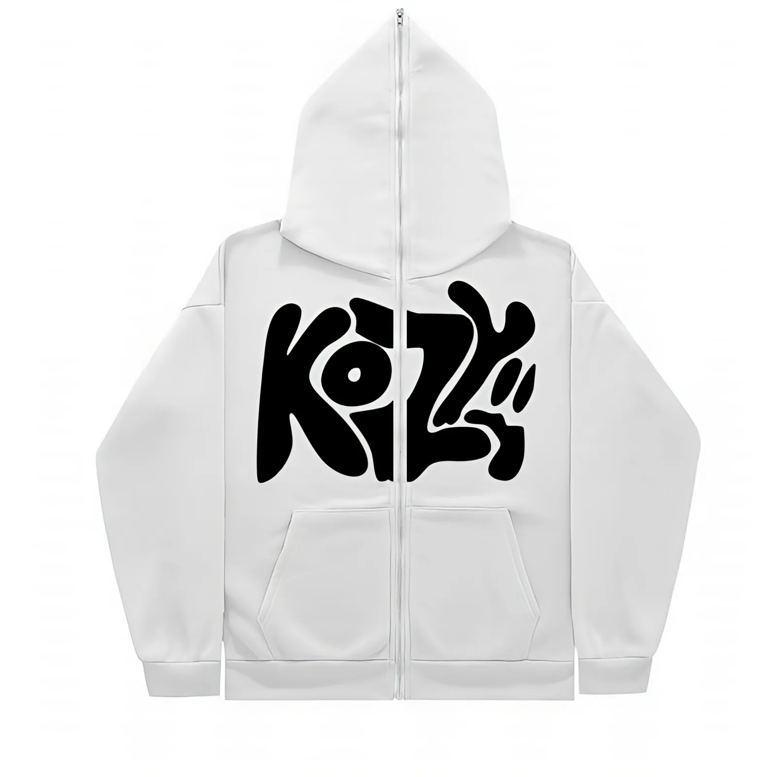 

Unisex Hooded KOZY Printed Trendy Full Face Zipper American Retro Light Weight Zip up Hoodie Women Athletic Womens Sweatshirt