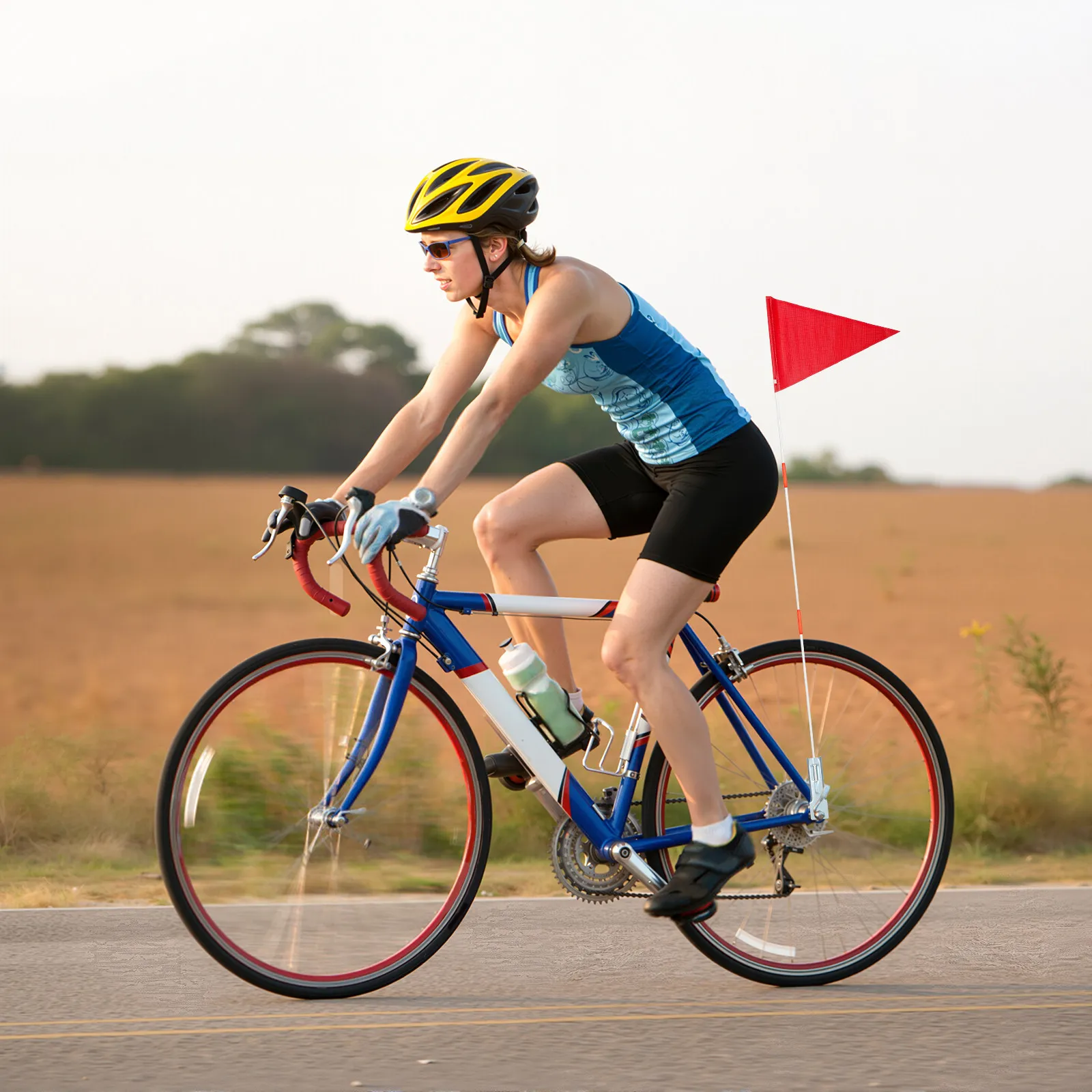 Bike Safety Flag Pole Set Fiberglass Adjustable Wear Resistant Portable for Kids Bicycles and Vehicles
