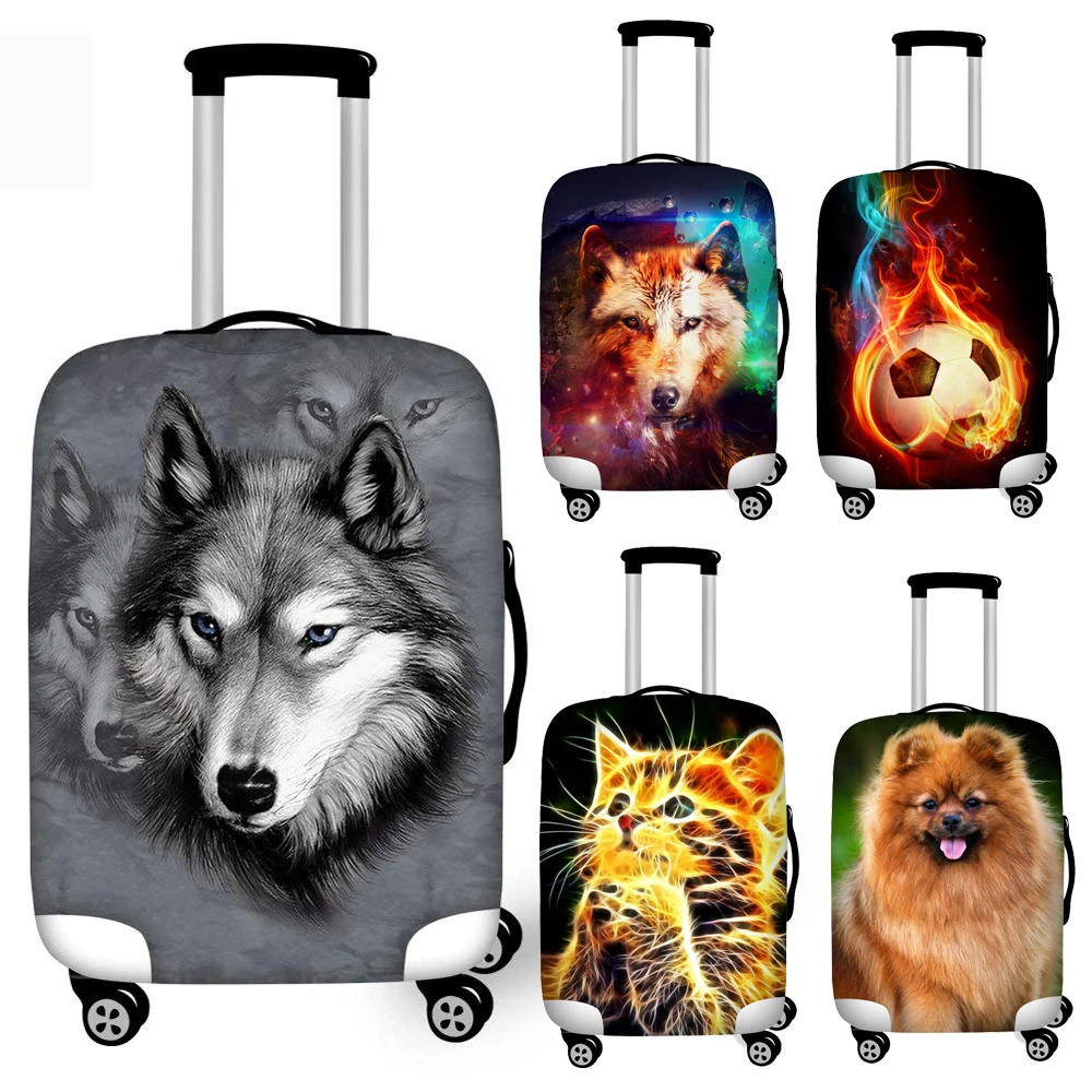 Stretch 3d Animal Wolf Cat Print Travel Luggage Covers Elastic Suitcase Protector Trunk Case Covers Removeable