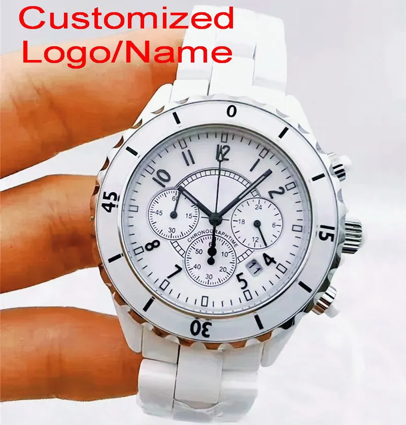 

Customized 35mm 41mm Quartz Chronograph Watches Elegant Black White Matching Rose Gold Metal Decoration Practical Calendar