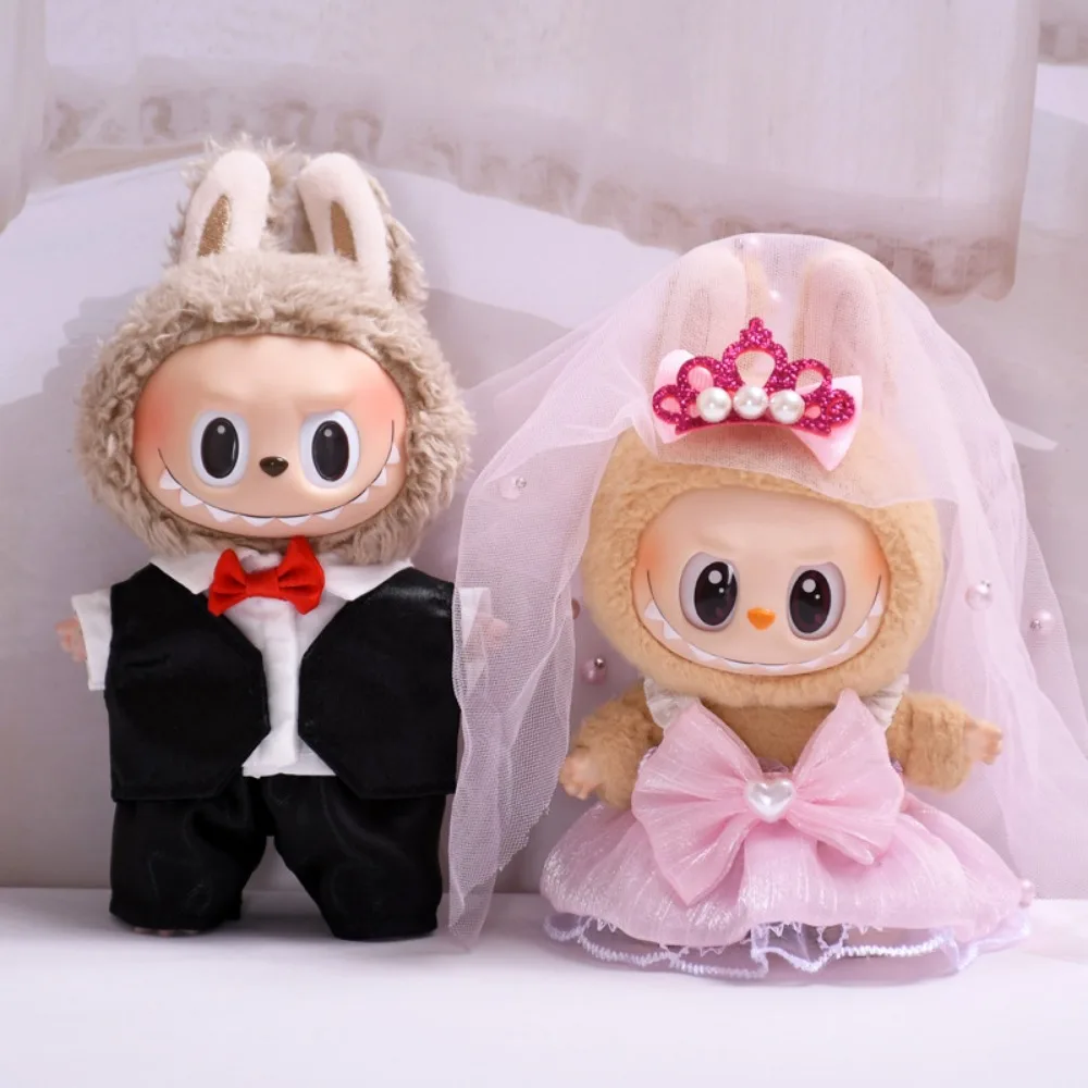 

For 17cm Labubu Doll Clothes Outfit Suit Wedding Dress Doll Accessories Sitting Party Changing Dress Game DIY Gift Toys