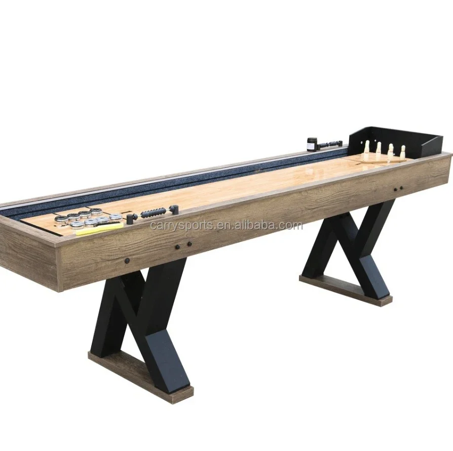 Snooker Club Essentials 2-in-1 kayu Shuffleboard dan Bowling Table dapat disesuaikan standar 9ft/12ft/14ft/16ft/18ft/20ft/22ft