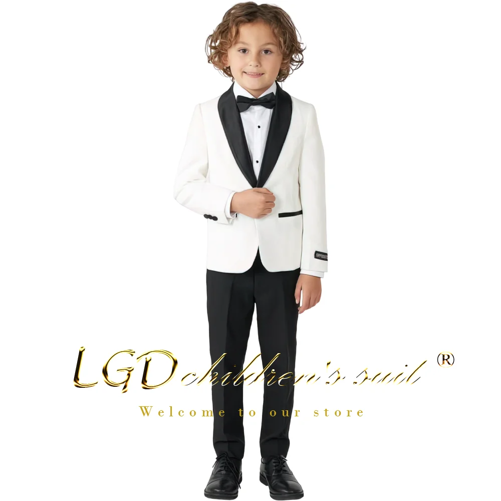 

Little boy suit 2-piece suit - elegant black green fruit collar suit design + black trousers, suitable for wedding parties