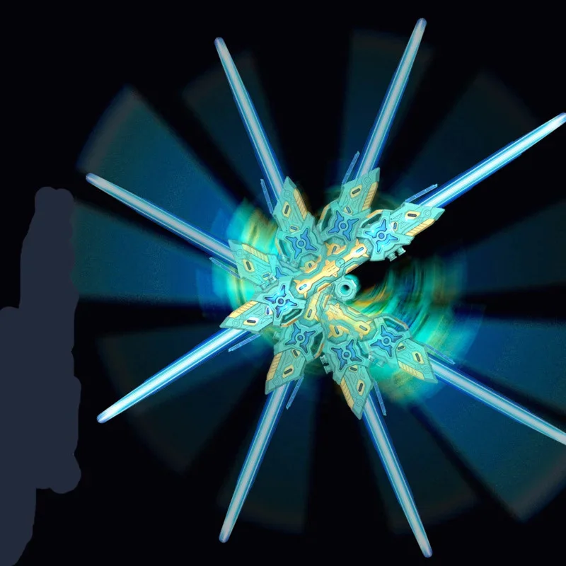 Retractable Lightsaber Finger Rotating Laser Sword Flash Luminous Soundfont  Blaster Halloween Cosplay Battle Toy For Children