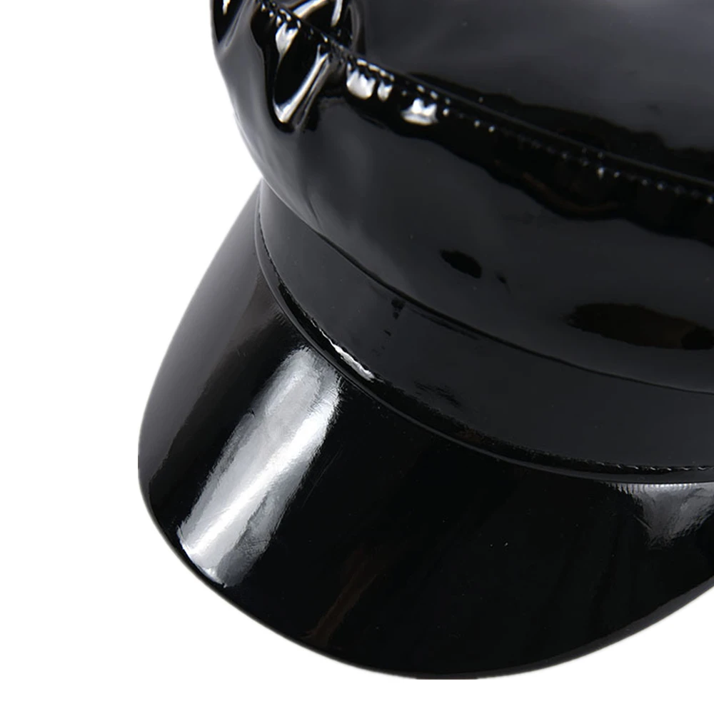 BUTTERMERE Patent Leather Military Style Cap Ladies Black Sailor Hat Woman Captain Cap Autumn Winter High Fashion Hats