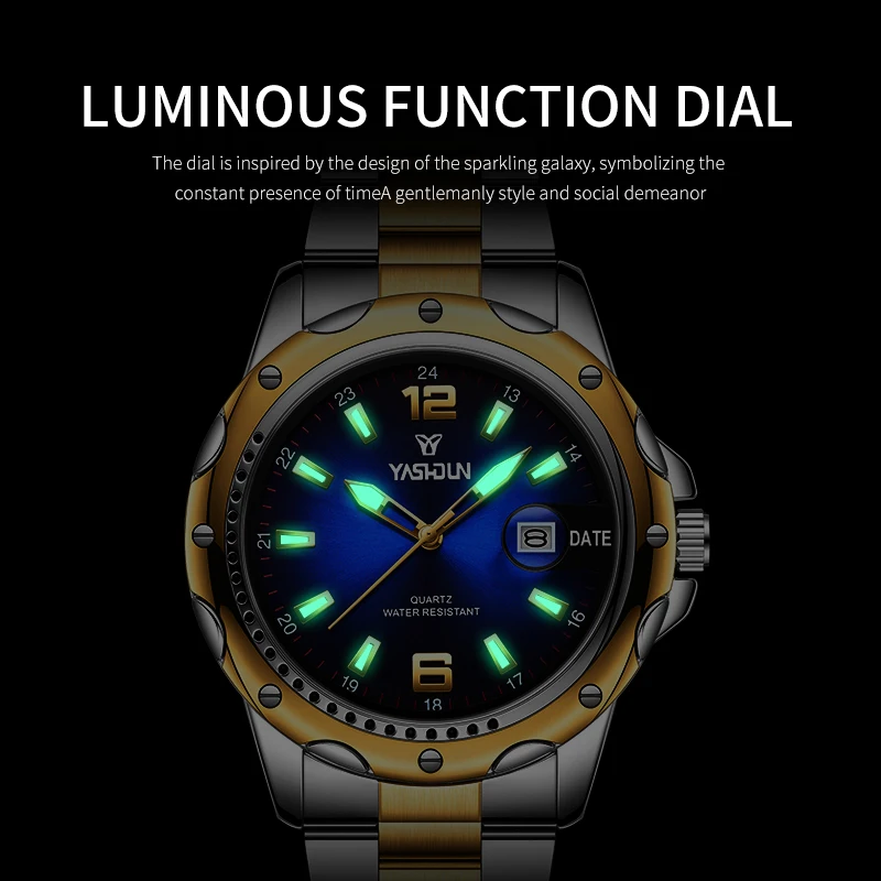 Men's Waterproof Luminous Date Quartz Watch, Stylish
