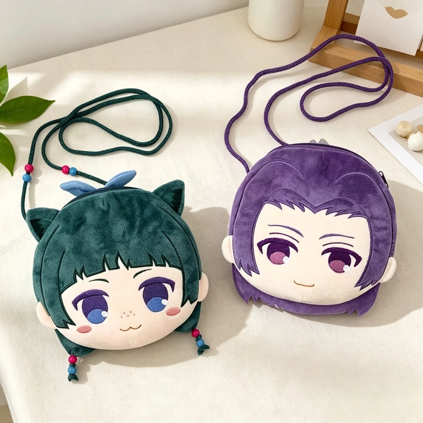 Kawaii Anime Plush Crossbody Bag Cartoon Character Face Coin Purse Soft Fluffy Small Shoulder Bag Cute Messenger Bag for Girls W