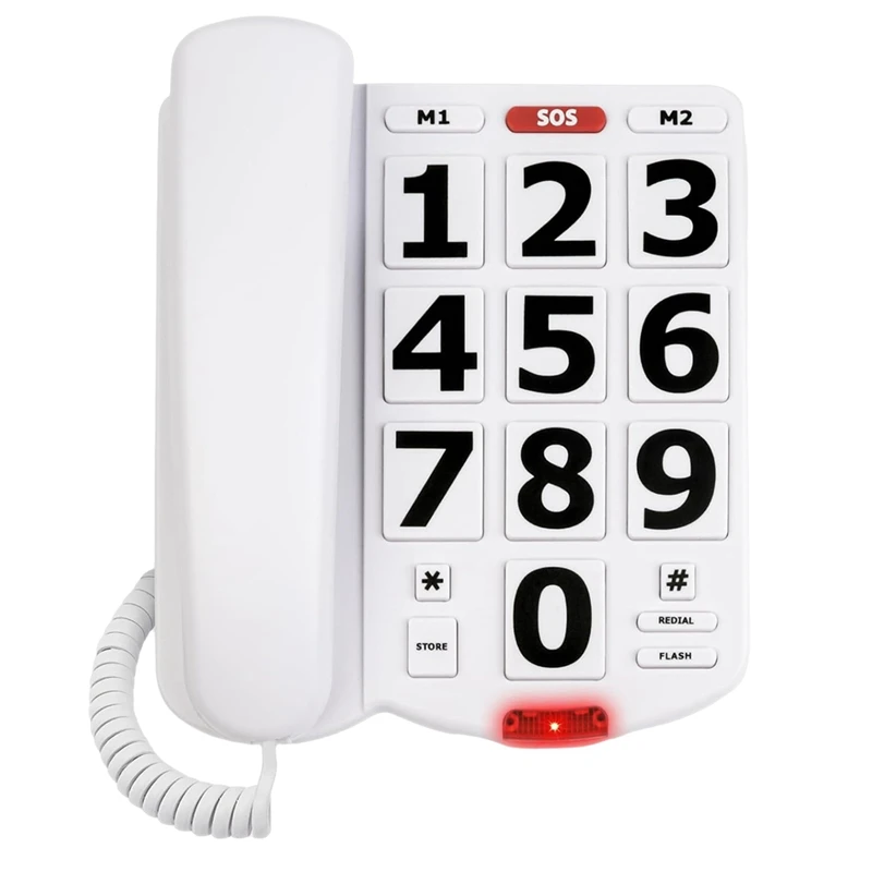 Big Button Phone For Elderly Seniors, Home Land Line Phone One Key For Help Telephone For The Visually Hearing Impaired