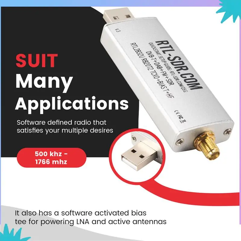 ABZW RTL SDR V3 R820T2 RTL2832U 1PPM TCXO SMA RTLSDR نظام اتصالات الراديو المحدد بالبرمجيات