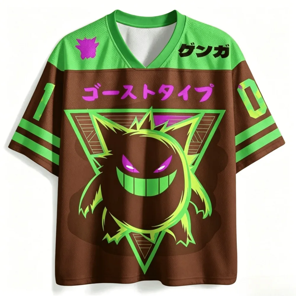 Harajuku Gengar 3D Printed Sport Quick-drying Breatha Men's Woman V-Neck T-Shirt Street Casual Fashion Y2K parent-child Clothing view 6