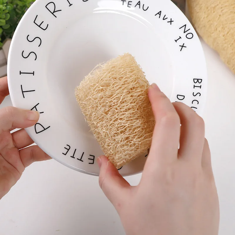 Yjq 3pcs loofah section, washing dishes, degreasing scouring cloth, loofah flesh does not hurt the coating