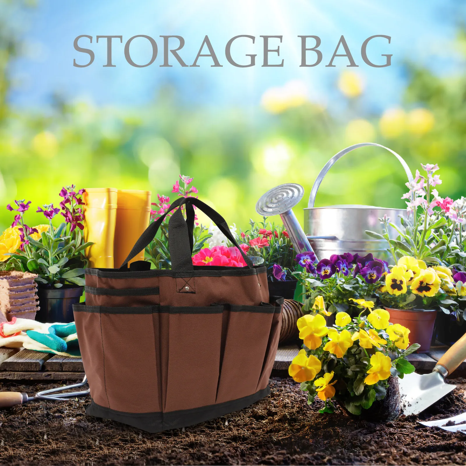 

Professional Gardening Tool Storage Bag Heavy Duty Oxford Fabric Upright Stable Design Compact Foldable Tote for Tools Organizer