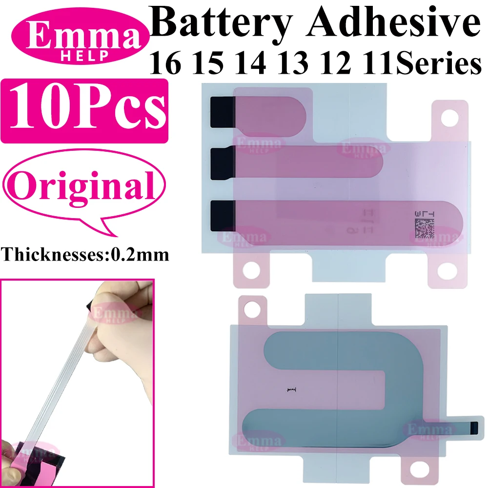 EmmaHelp 10 szt. Naklejek na baterię do iPhone 17 Pro Max 17Air 16 16E 12 13 14 Plus 15 Taśma baterii Klej Wymienne części