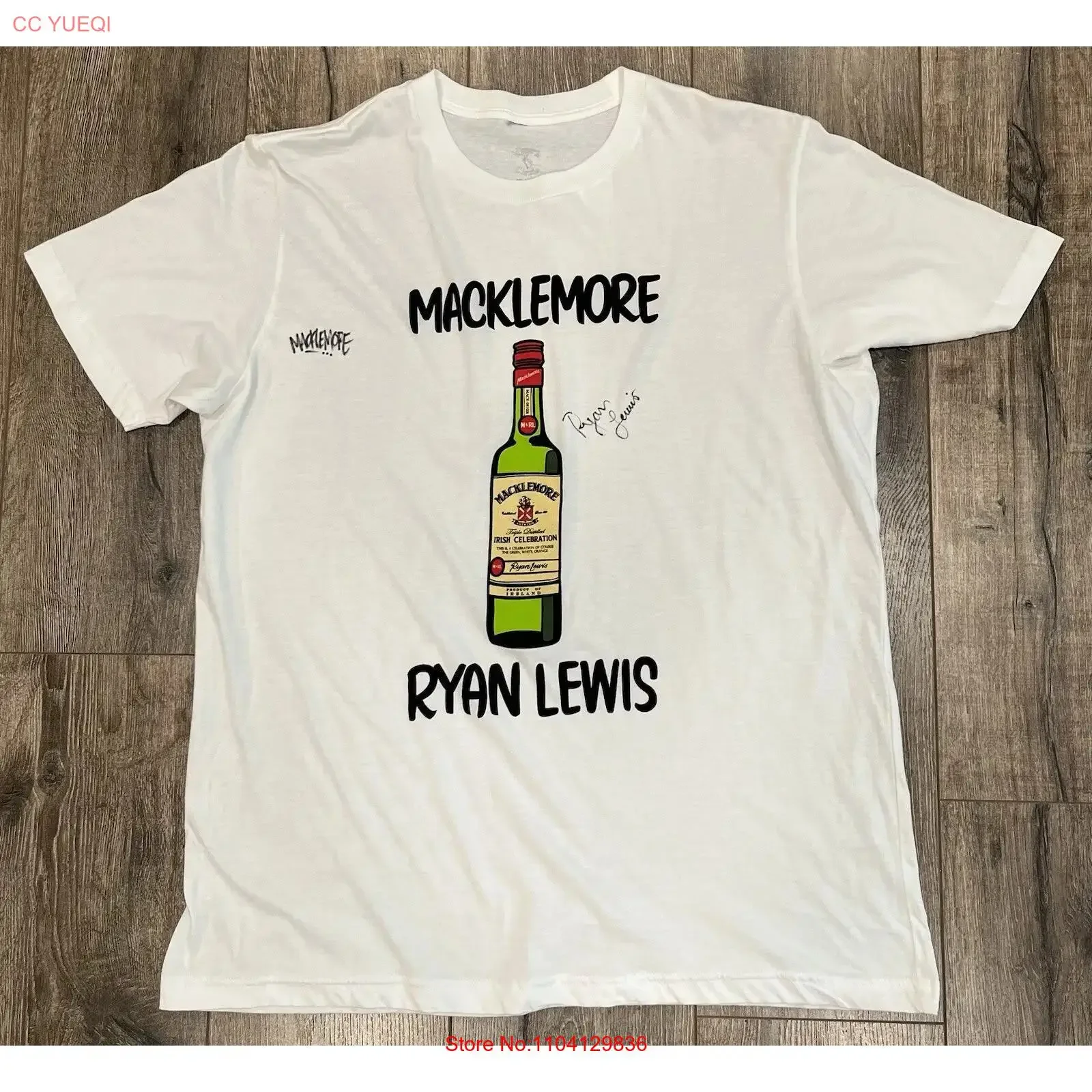 Macklemore Ryan Lewis Irish Whiskey Signed Autograph XL Concert Tour T Shirt vintage Washed streetwear Breathable Stylish