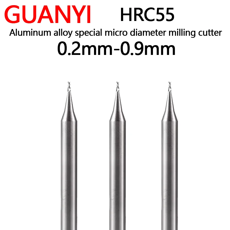 HRC55 hard metal  Aluminum alloy special micro diameter milling cutter0.2mm-0.9mm