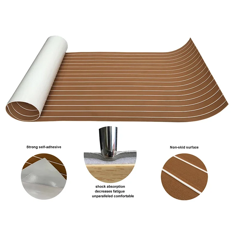 240*60*0.5cm Self Adhesive EVA Foam Teak Sheet Mat Decking Car Boat Sea Swim Yacht Synthetic Marine Acessories Cozy Flooring Pad