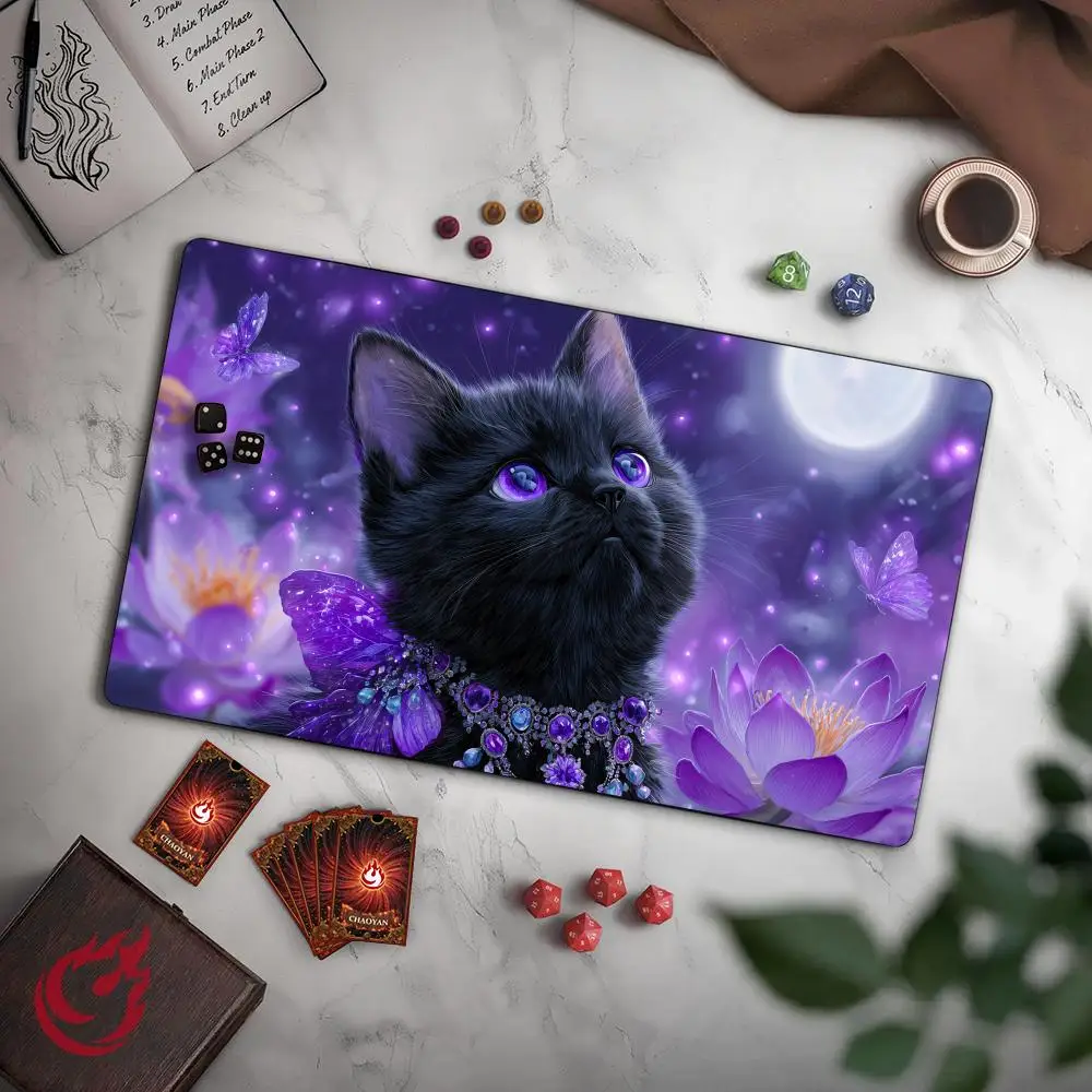 

Mysterious Black Raccoon MTG Playmat Magic Card Mat with Stitched Edge Non-Slip Durable Tabletop playmat Board Game Mat for TCG