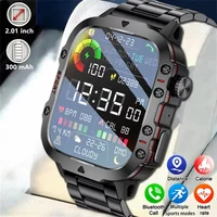 KESHUYOU Reloj inteligente para deportes al aire libre Pantalla HD de 2,01 pulgadas Linterna LED Reloj inteligente parlante Bluetooth para hombres y mujeres Regalos de vacaciones