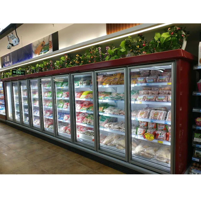 Prezzo di fabbrica dell'attrezzatura di refrigerazione 4 porte in vetro per bevande refrigeratore verticale display frigorifero frigorifero frigorifero congelatore
