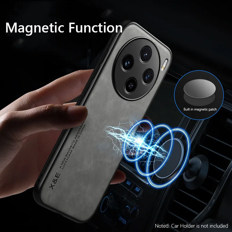 Retro Magnetic Suede Leather Case For VIVO X100S Pro X100 Pro X100SPro Shockproof Matte Silicone Soft Case Cover