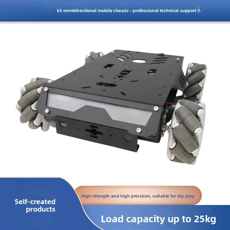 V3 Mecanum Wheel Smart Car Robot–Aluminum Alloy Metal Version with Suspension Arms & Encoder Motors,Omni-Directional Chassis Kit